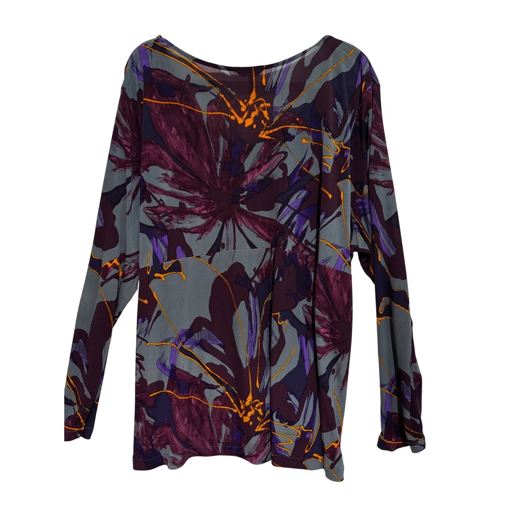 Daisy Fuentes Dark Art floral print babydoll tunic top 3X Whimsigoth y2k Career - Picture 3 of 8